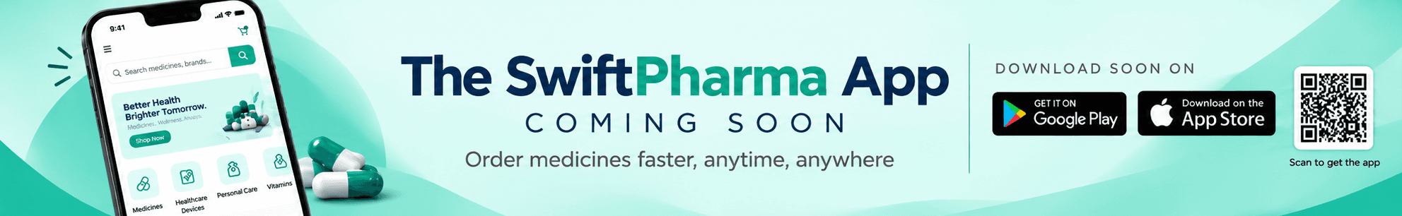The SwiftPharma app is coming soon — order medicines faster, anytime, anywhere.